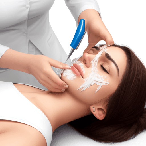 AI generated: mujer haciendo tratamiento facial con exsomas
