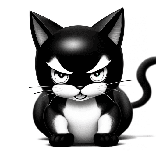 AI generated: fierce cartoon cat, powerful, untamed, without any hint of cuteness,{{{{{{black and white style}}}}}...