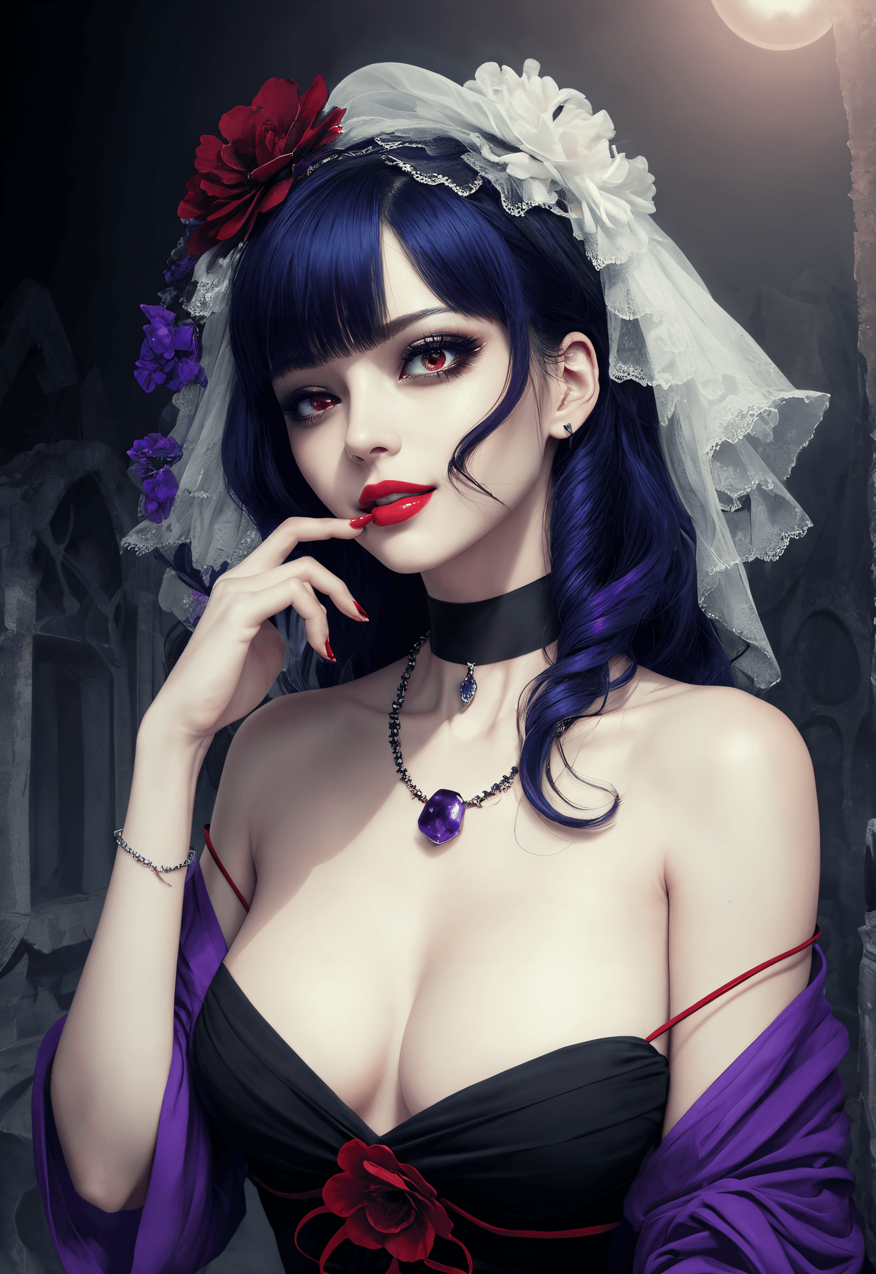 AI generated: (Masterpiece, award winning, highest quality:1.2), 1 woman, detailed face, seductive expression, fan...