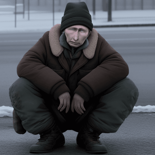 AI generated:  Putin homeless ,4 k , ultra HD 