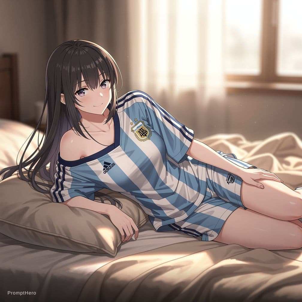 AI generated: undefined  
Airu, the same sensual anime waifu with her long dark hair spread across the pillow, eye...