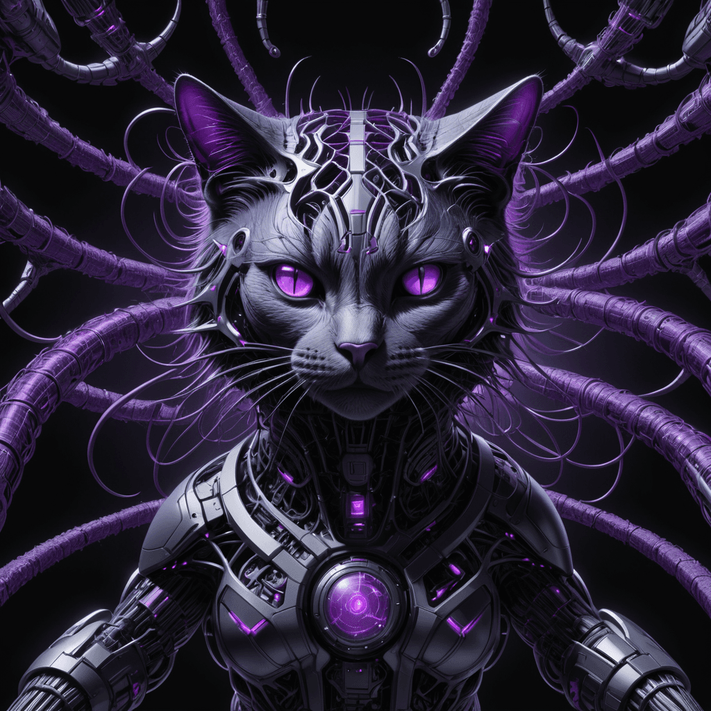 AI generated: cyber shadowcat, highly detailed mattepainting in a microscopic surface, style of grid electron micr...
