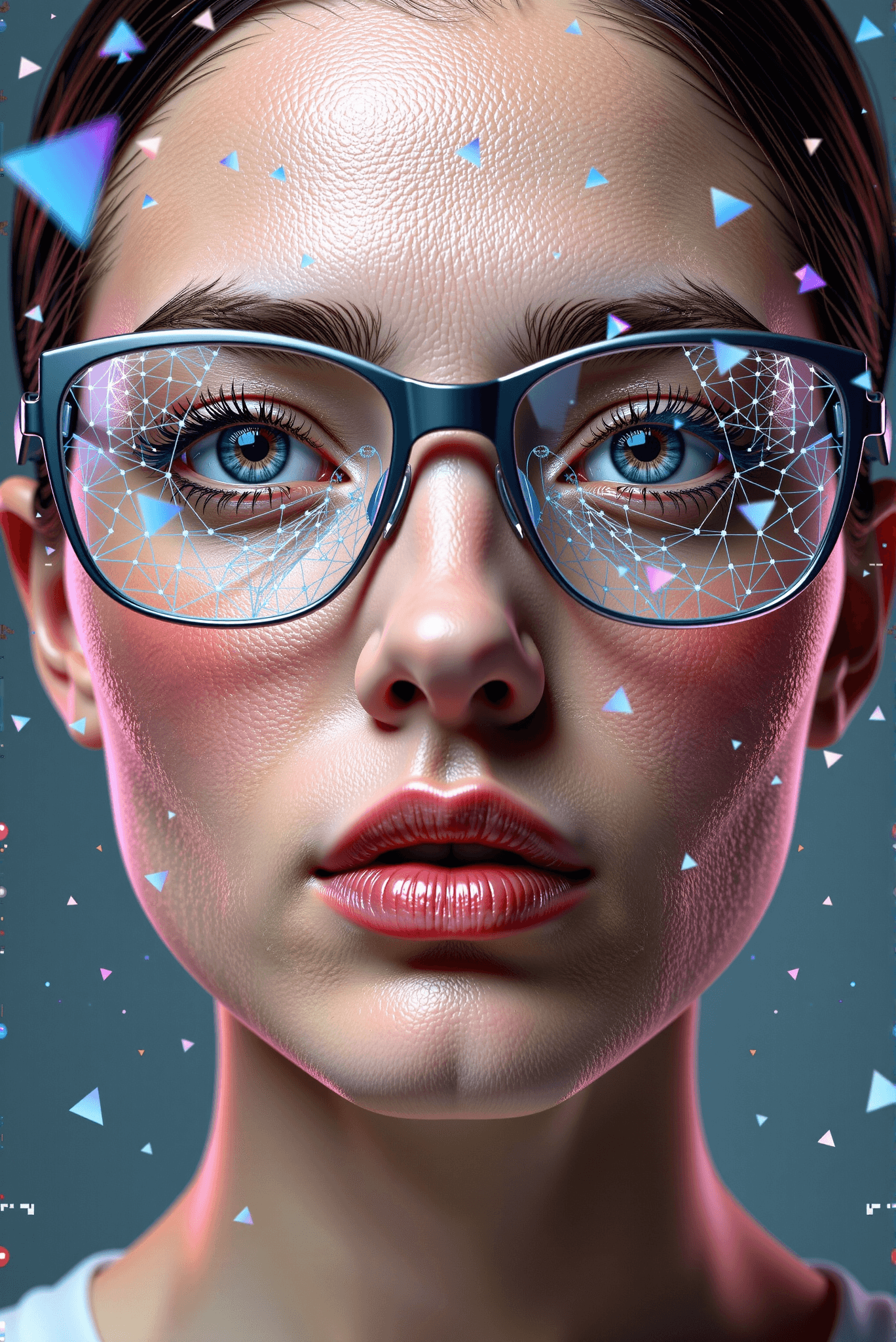 AI generated: Create a hyperrealistic portrait of a virtual reality experience designer, showing lifelike skin tex...