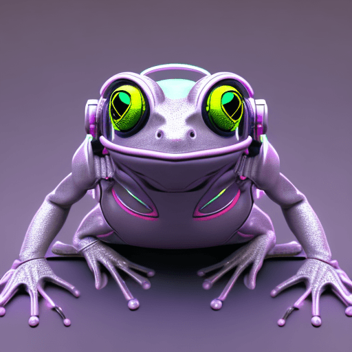 AI generated: cute cyberpunk frog, futuristic, highly detailed, made with blender --v 4