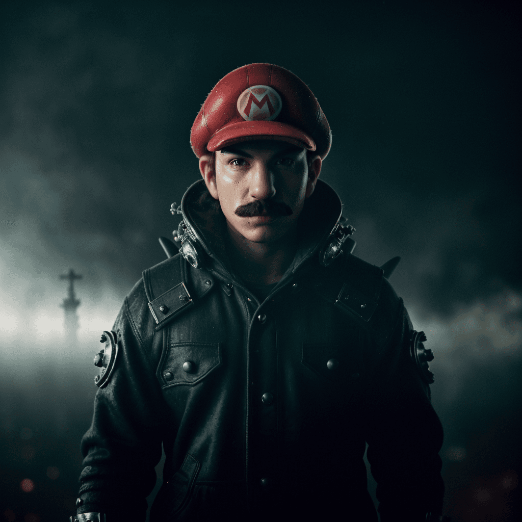 AI generated: highly detailed epic Unconventional composition,
(((Mario from Nintendo)) as cyborg ),
(haunted, i...