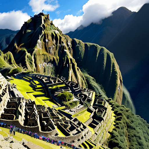 AI generated: make a landscape with a new wave band "A Flock of Seagulls" in machu pichu