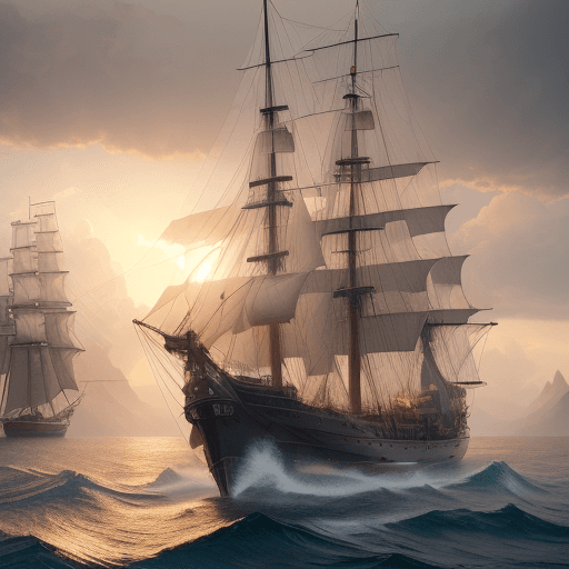 AI generated: Photo of a ultra realistic sailing ship, dramatic light, pale sunrise, cinematic lighting, battered,...