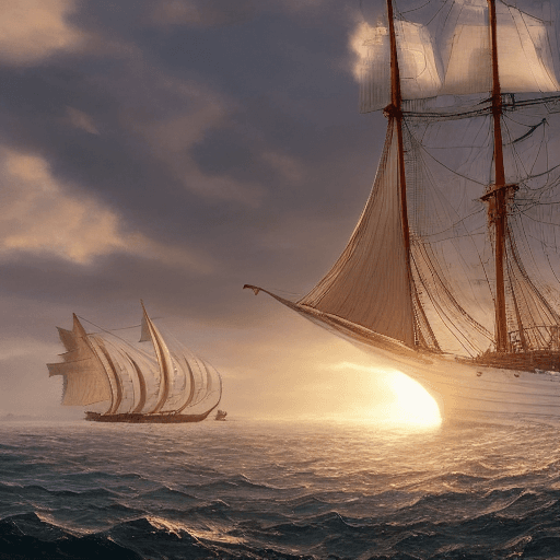 AI generated: Photo of a ultra realistic sailing ship, dramatic light, pale sunrise, cinematic lighting, battered,...