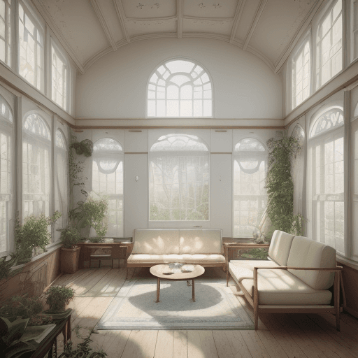 AI generated: High resolution photography interior design, dreamy sunken living room conversation pit, wooden floo...