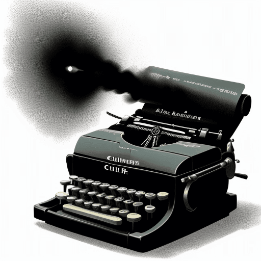 AI generated: a typewriter that is a gun blowing your head