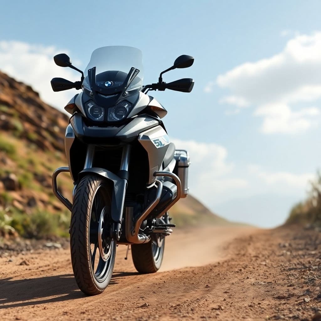 AI generated: an ultra realistic image of a bmw r1150gs adventure motorcycle on a dirt road.