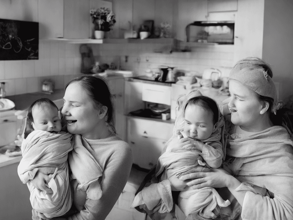AI generated: You find yourself in a welcoming family scene. In a spacious and sunny kitchen, a charming little ba...