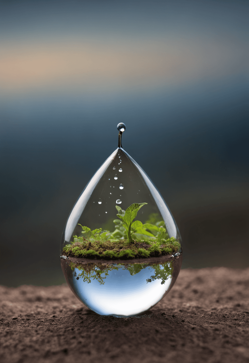 AI generated: green plant inside a water drop, volumetric lighting, Photography,
