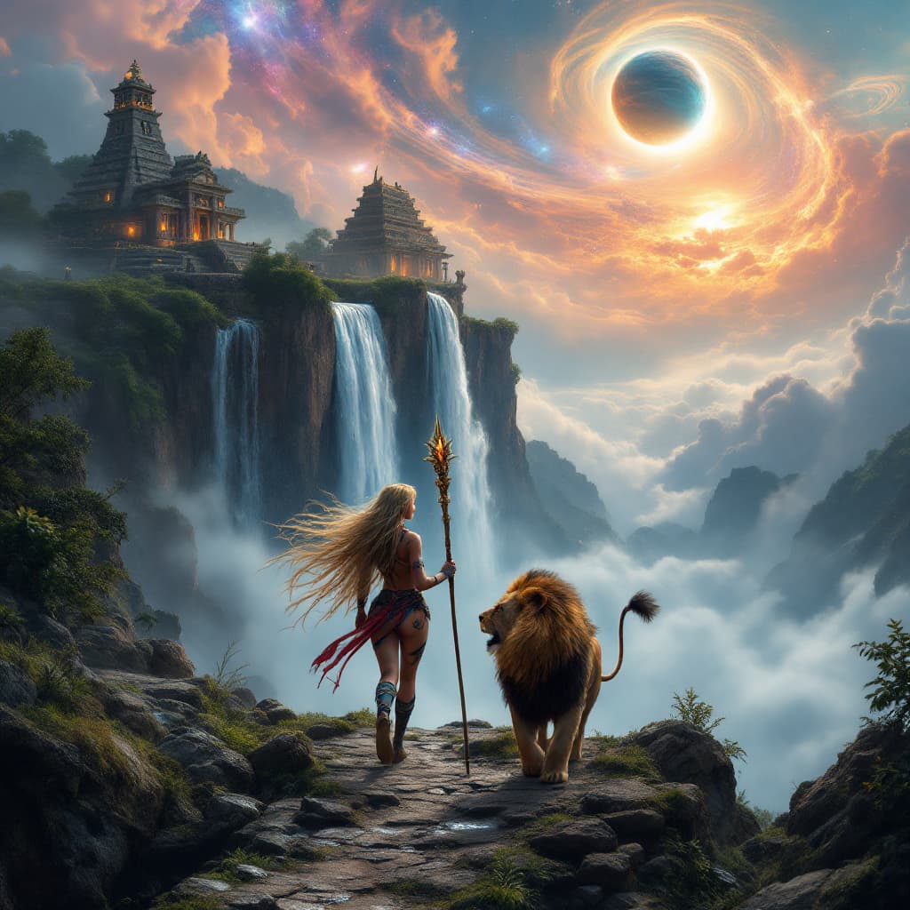 AI generated: Hyper realistic, photo realism, zoomed out full body HD Photo of beautiful, Amazon warrior queen wal...