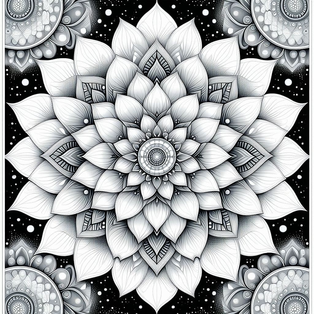 AI generated: Create an intricate and highly detailed mandala design specifically for adult coloring books. Keep i...