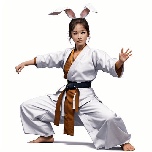 AI generated: sketch cartoon line art rabbit woman monk martial arts pose