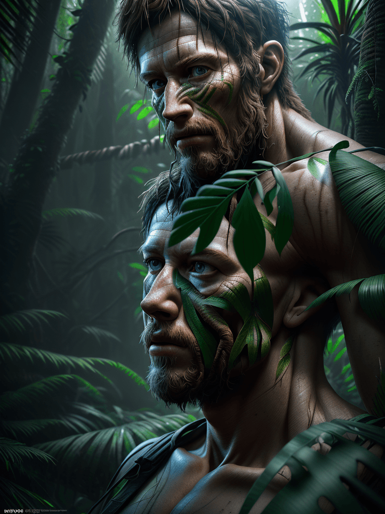 AI generated: hyperrealism, a tree human in the jungle hyper realistic, extremely detailed, cinematic style, rende...