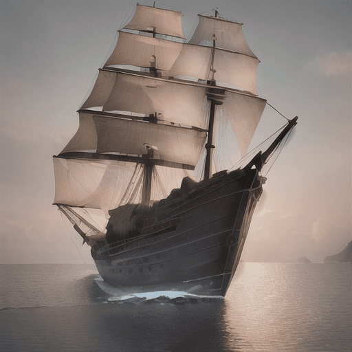 AI generated: photo of a ultra realistic sailing ship, dramatic light, pale sunrise, cinematic lighting, battered,...