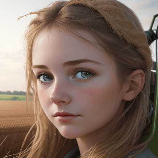 AI generated: Close-up. Blurred background. Hyper-realistic photograph of a girl, against the backdrop of a combin...