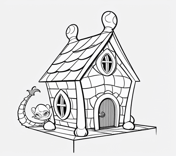 AI generated: cartoon baby dragon house only the lines so i can paint it and fit the canvas
