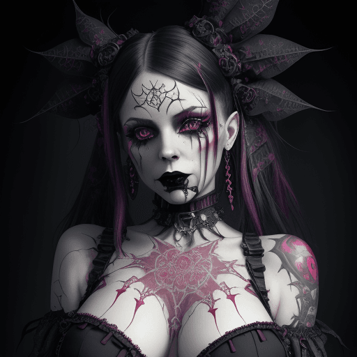AI generated: An intricately adorned Gothic Trixie, embodying a fusion of cybergoth, midwest gothic, nu-goth, and ...