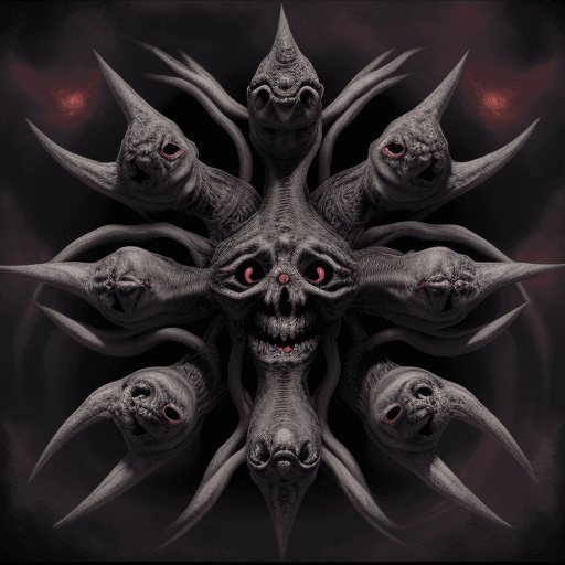 AI generated: nine-headed monster