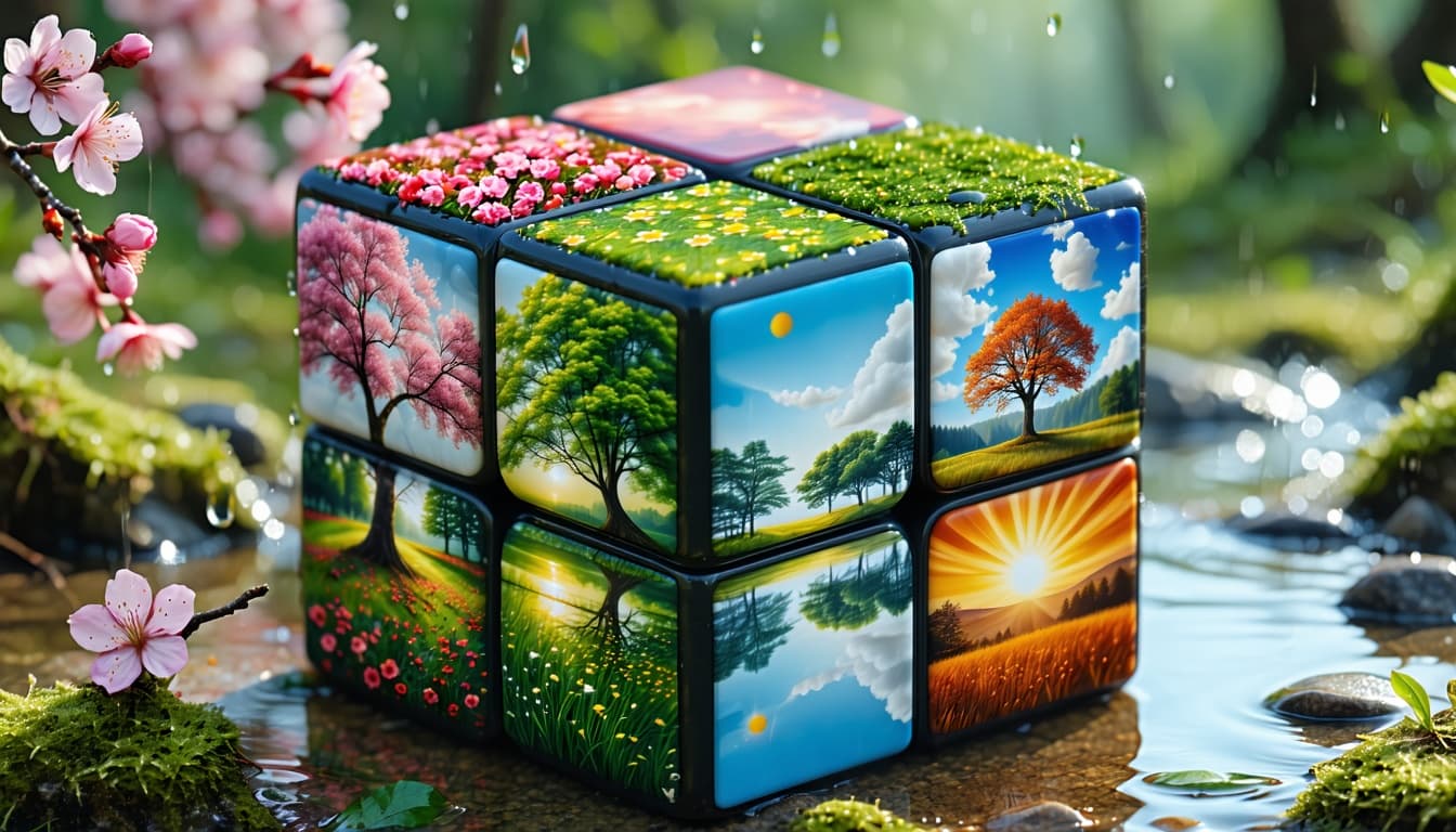 AI generated: A close-up image of a Rubik's cube with a twist. Instead of the usual colored squares, each side of ...