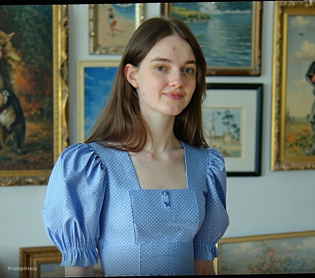 AI generated: Ultra-realistic 8K HD photography with skin detail. The image shows a young woman standing in front ...