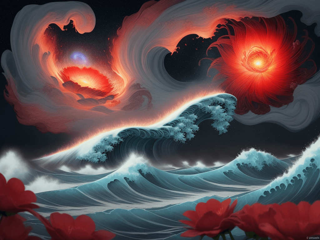 AI generated: The Great Wave : "Blossoming Cataclysm" Photorealistic : State-of-the-art photorealistic , leveragin...