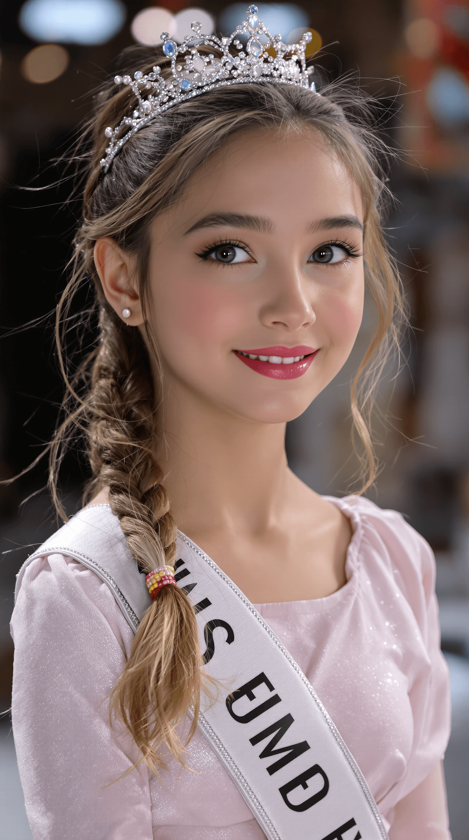 AI generated: A stunning professional photograph captures the world's most beautiful fifth-grade girl, Junior Miss...