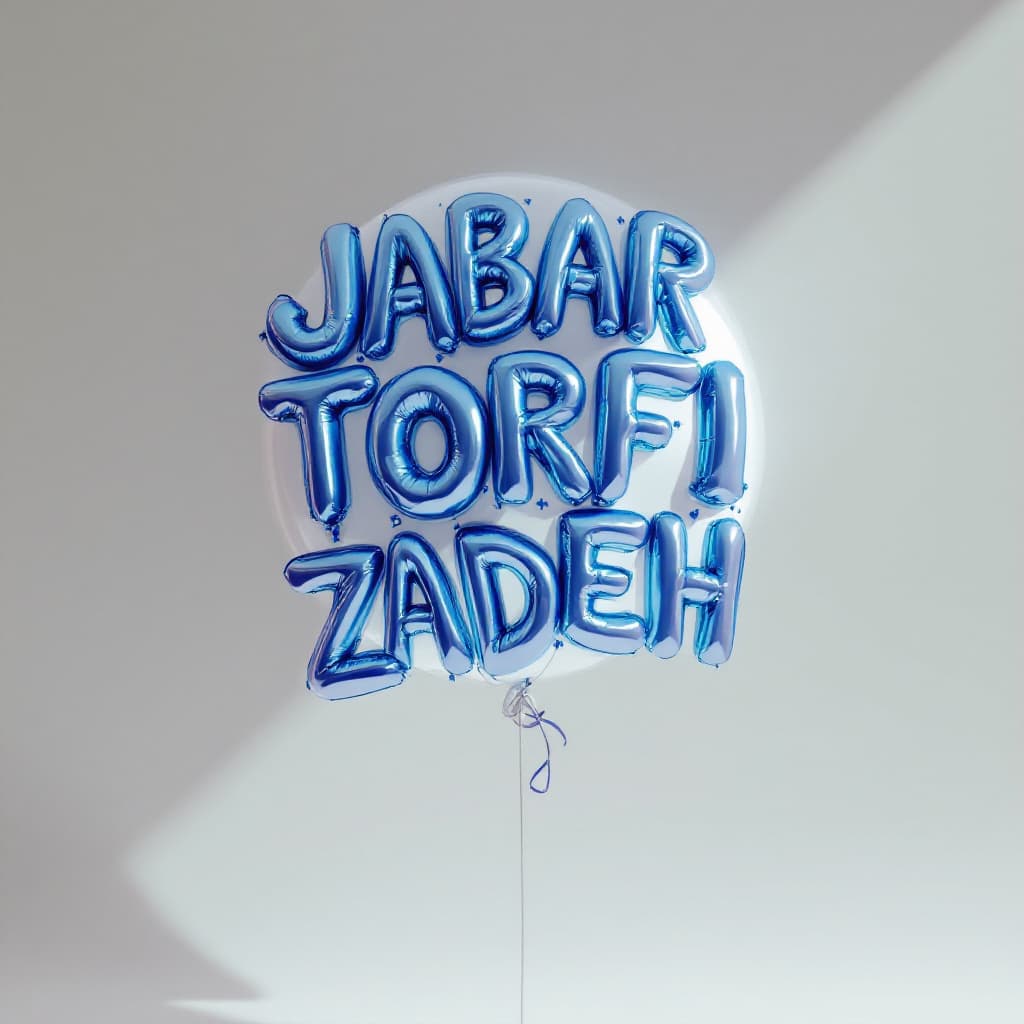 AI generated: photorealistic, high resolution rendering, balloon of lettering, "JABAR TORFI LAFTEH ZADEH", used co...