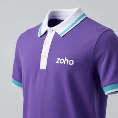 AI generated video: Polo Coker t shirt hyperrealistic, in zoho , brand - zoho 
no effects
purple, white, aquamarine