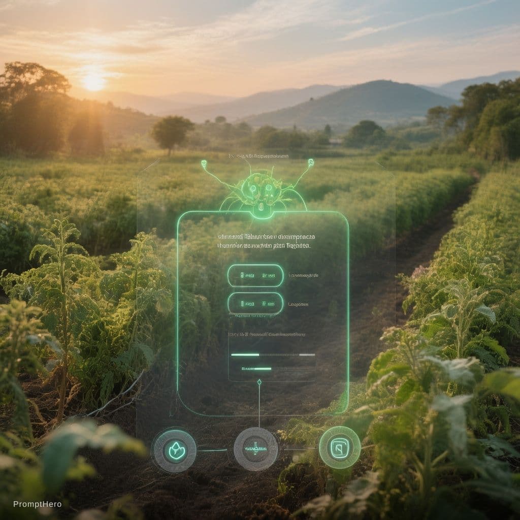 AI generated: The end-to-end flow of information—from the soil to the farmer’s interface—is synthesized in the glo...