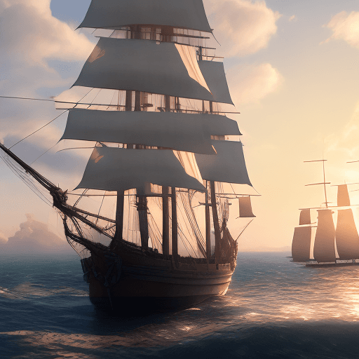 AI generated: Photo of a ultra realistic sailing ship, dramatic light, pale sunrise, cinematic lighting, battered,...