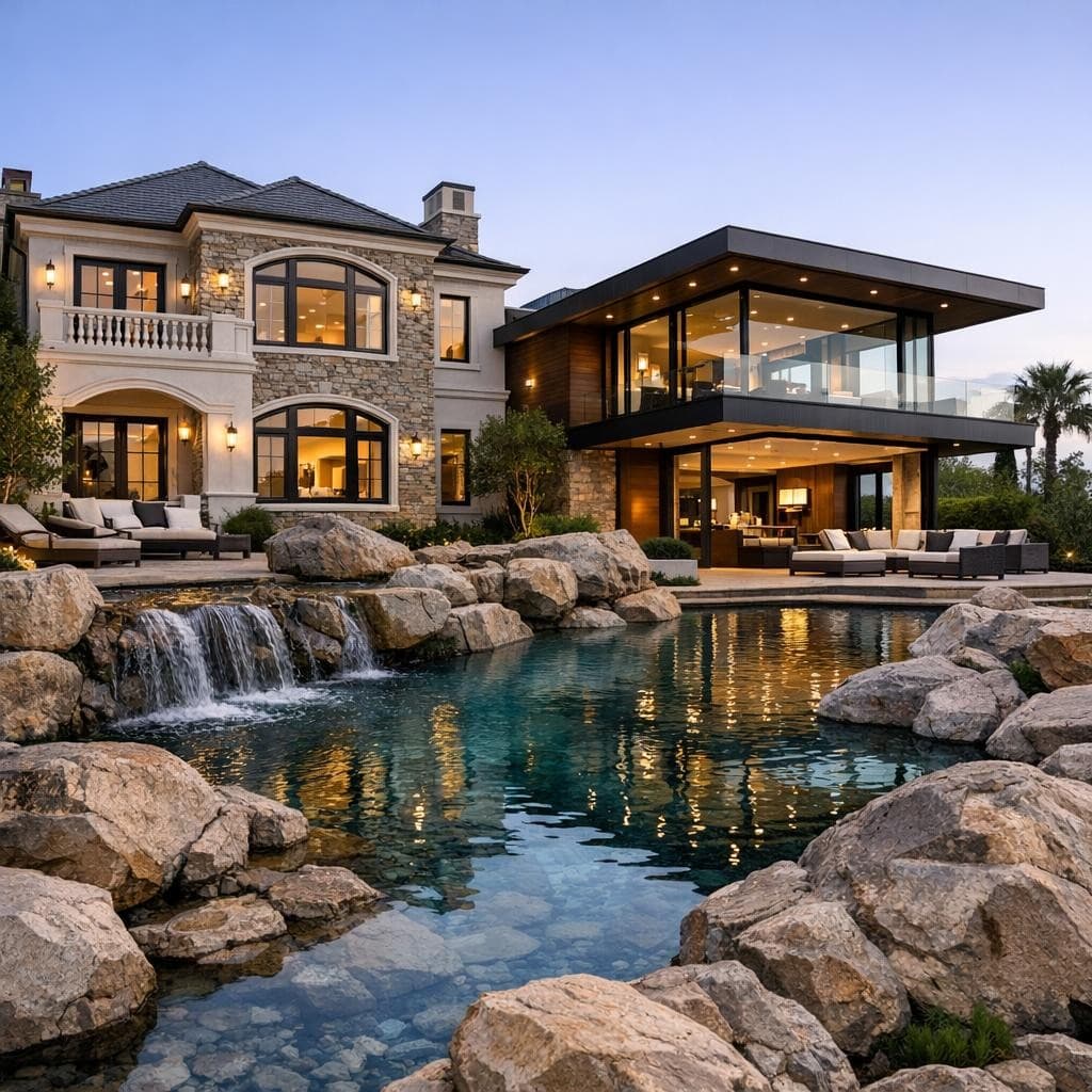 AI generated: mdjrny-v4 style,  Photography with high resolution architecture design photography of a luxury moder...