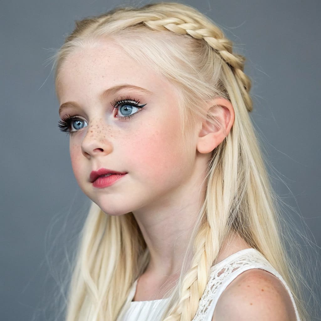 AI generated: A professional photographer captures Madison, an extraordinarily beautiful fourth-grader, portrayed ...