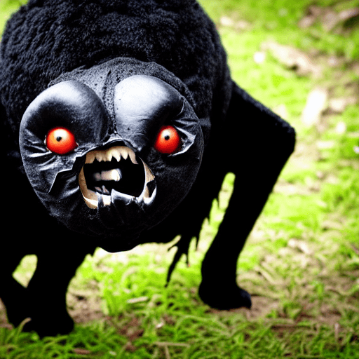 AI generated: Horror black creature,scary animal,sore face,