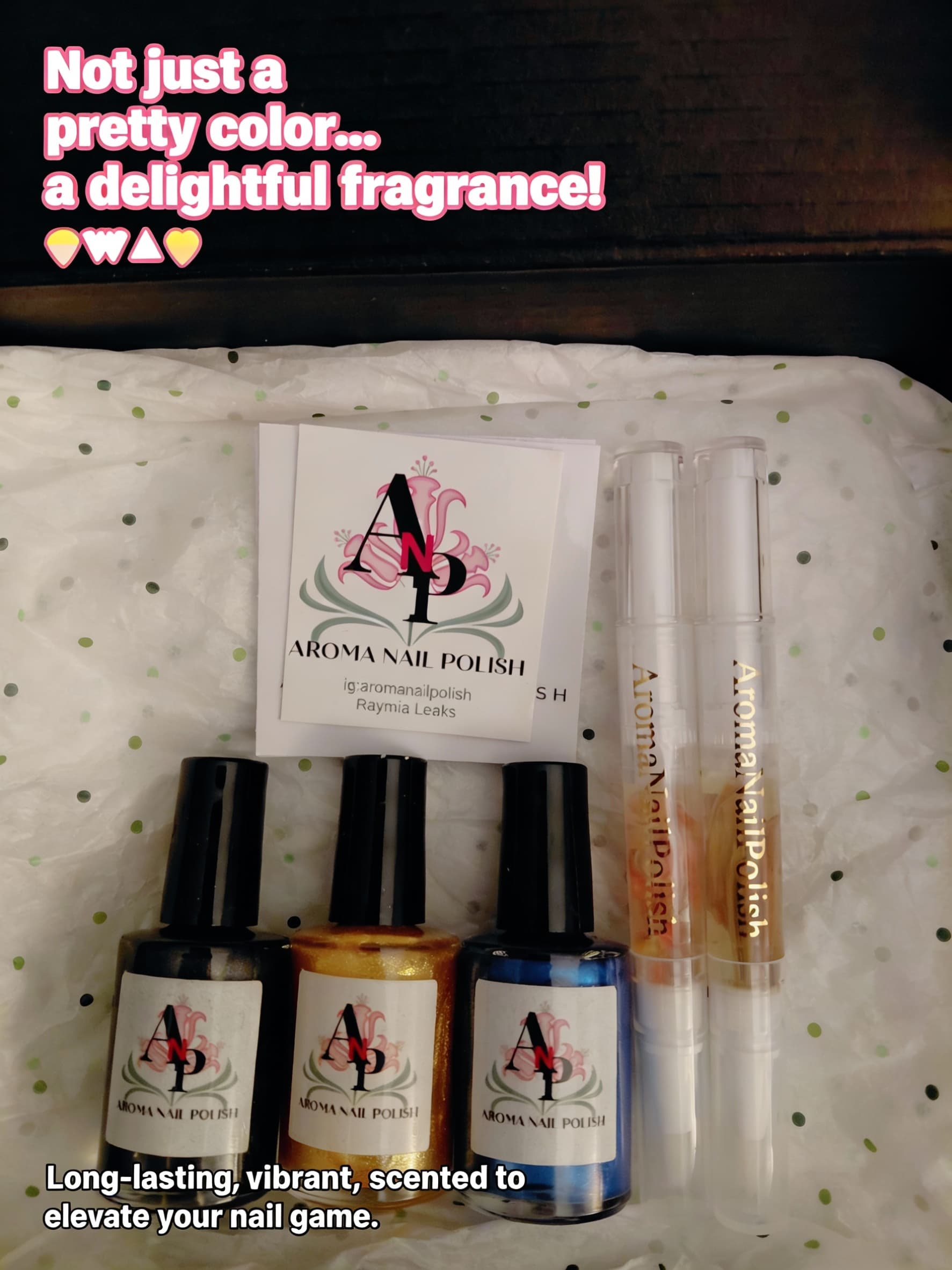 AI generated: Discover our Aroma Nail Polish – not just a pretty color, but a delightful fragrance! 💅🌸
Long-last...