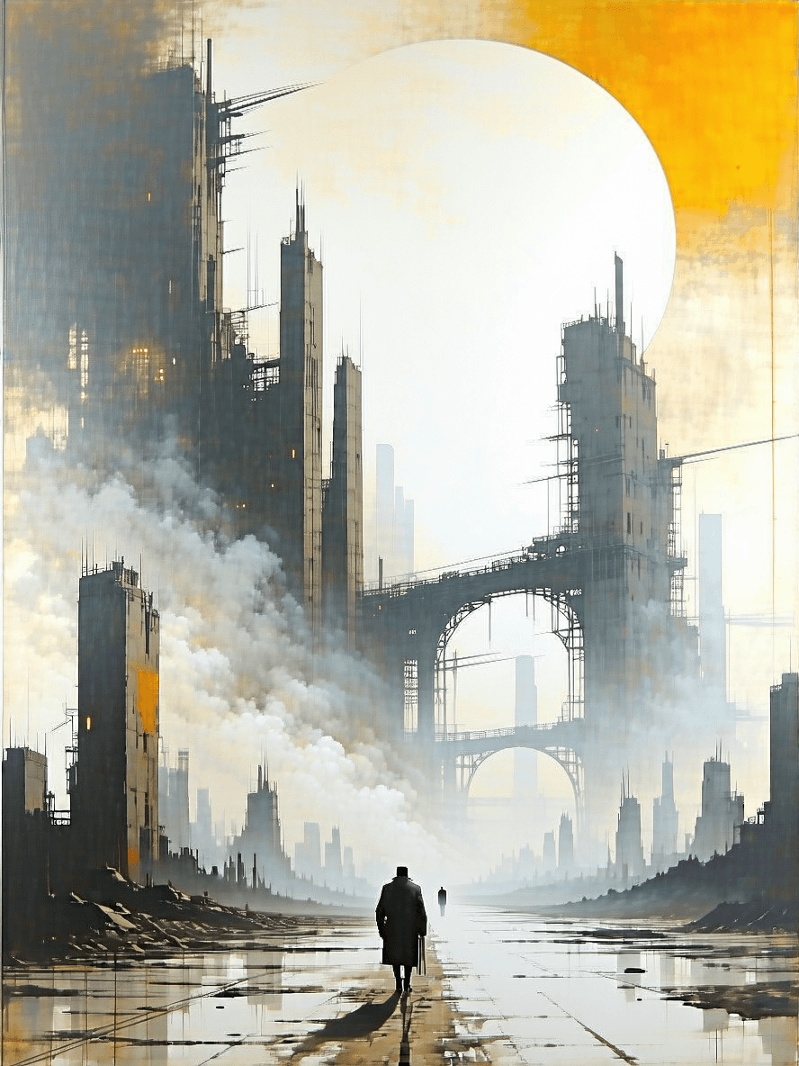 AI generated: /imagine prompt an amazing dystopian image (in the style of the artist Joao Ruas:1.9). cinematic, ep...