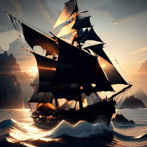 AI generated: Photo of a ultra realistic sailing ship, dramatic light, pale sunrise, cinematic lighting, battered,...
