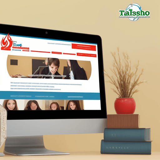 AI generated: Online school website, with the name TajSchool, with logos