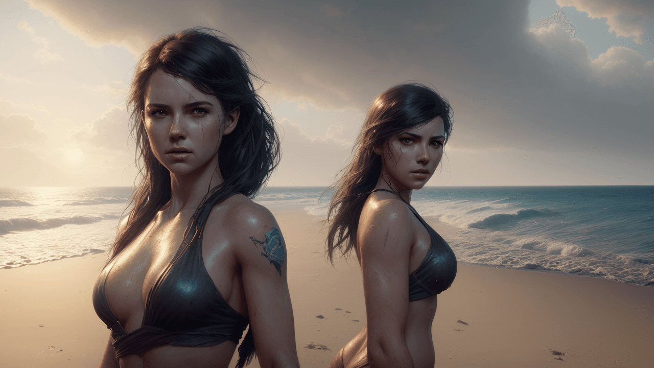 AI generated: in the beach, 4k, 35mm, cinematic lighting, cinematic, high detail, photorealistic, art by greg rutk...