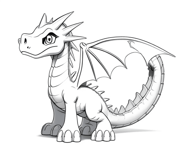 AI generated: cartoon baby dragon with unicor body only the lines so i can paint it and fit the canvas with white ...