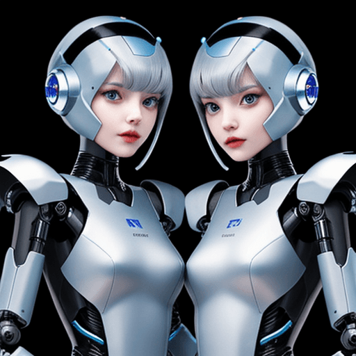 AI generated: Robot twin sisters,