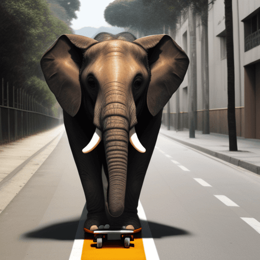 AI generated: elefante andando de skate