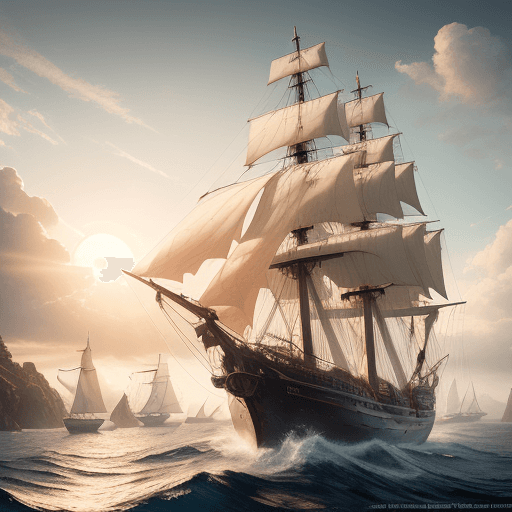 AI generated: Photo of a ultra realistic sailing ship, dramatic light, pale sunrise, cinematic lighting, battered,...