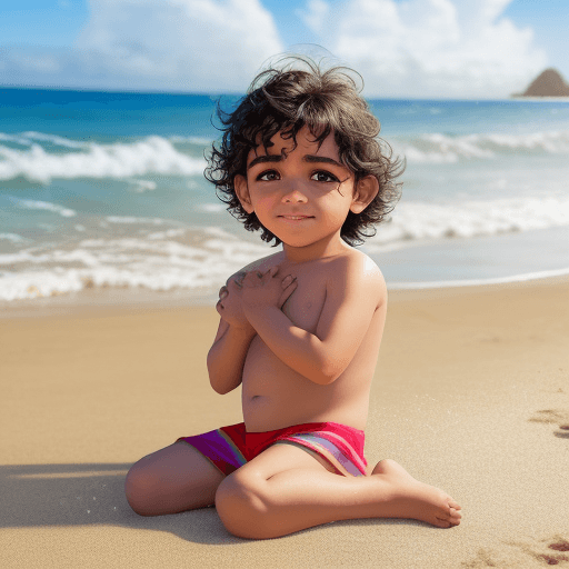 AI generated: niño en la playa con tematica de disney q diga gamboa