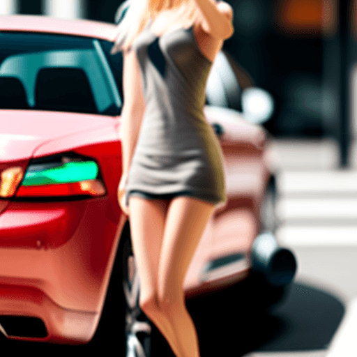 AI generated: danish blonde female shopping for cars