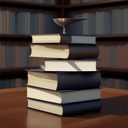 AI generated: Please generate a picture of a stack of books in a modern library. 
Style: photorealistic
Resolution...