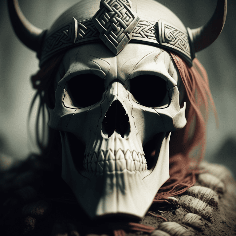 AI generated: viking carved skull photographic cinematic